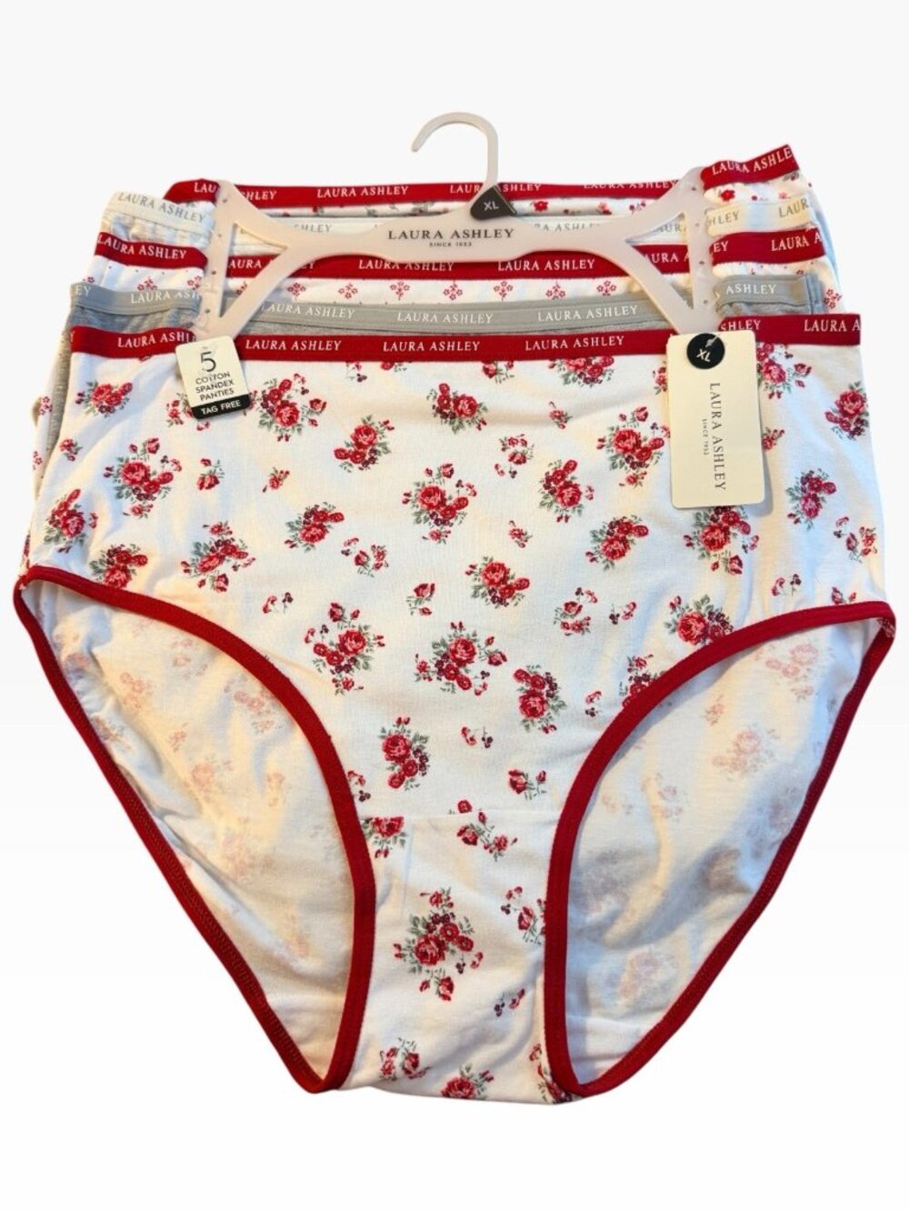 LAURA ASHLEY 5Pc Women’s Cotton High-Rise Brief Panties Size XL. Floral Colors.